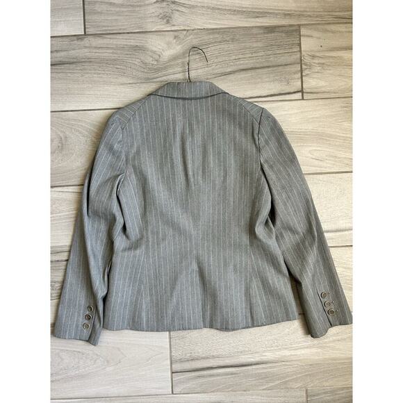 Theory Woman’s Blazer Size M Grey Cotton Blend Button Front - Picture 4 of 4